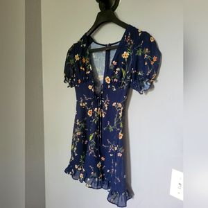 Navy flowered sundress XS